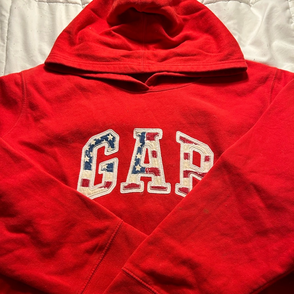 Vintage Red White and Blue American Flag Gap Hoodie